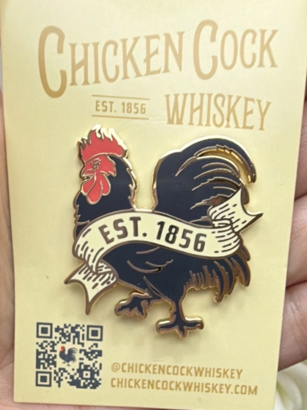 Rooster Enamel Lapel Pin - Navy & Red